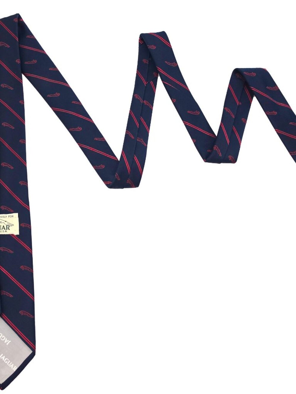Vtg Jaguar Stripe Repp Silk BlendTie Necktie Blue Red Automobile Car 3.25 x 56 - Picture 3 of 3